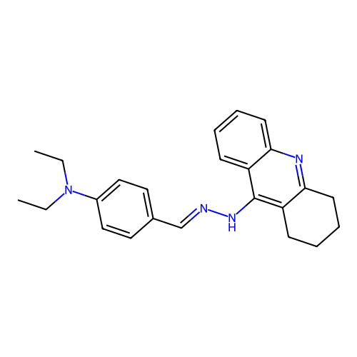 N-[[4-(diethylamino)phenyl]methylideneamino]-1,2,3,4-tetrahydroacridin-9-amine structure