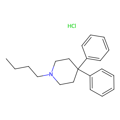 Piperidine, 1-butyl-4,4-diphenyl-, hydrochloride structure