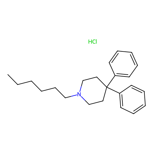 Piperidine, 4,4-diphenyl-1-hexyl-, hydrochloride structure