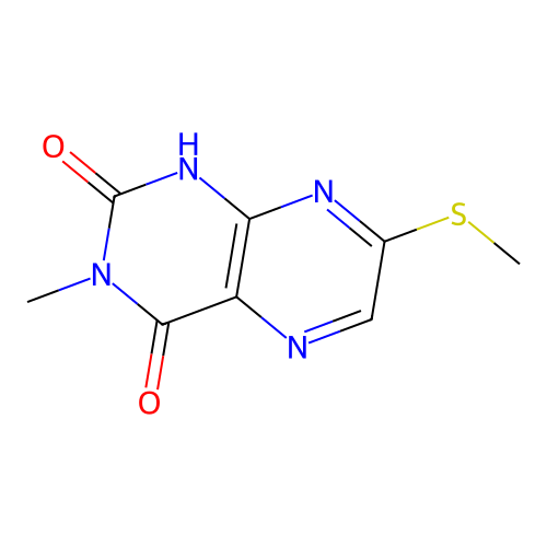 3-methyl-7-(methylsulfanyl)-2,4(1H,3H)-pteridinedione structure
