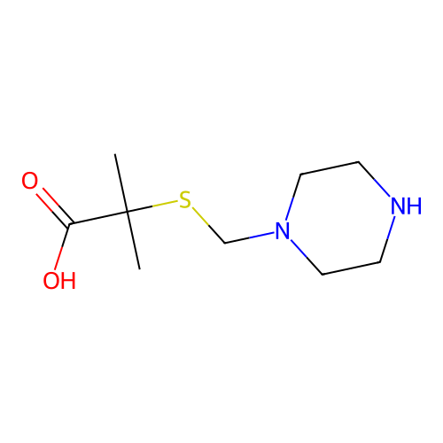 Propionic acid, 2-methyl-2-((1-piperazinylmethyl)thio)- structure
