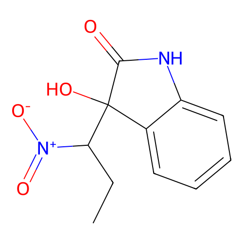 3-hydroxy-3-(1-nitropropyl)-1,3-dihydro-2H-indol-2-one structure