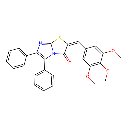 (2E)-5,6-diphenyl-2-(3,4,5-trimethoxybenzylidene)imidazo[2,1-b][1,3]thiazol-3(2H)-one structure