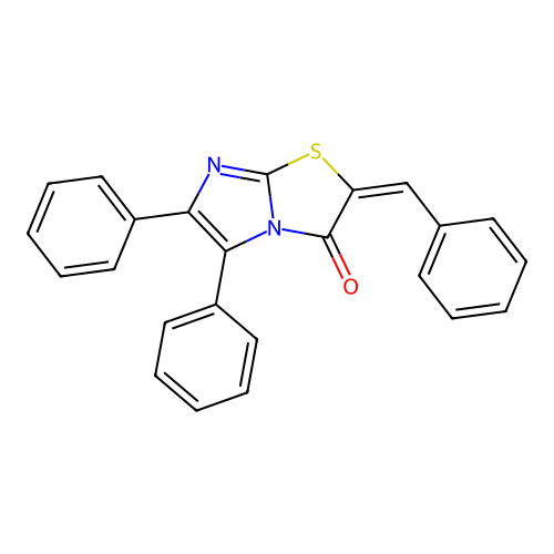 (E)-2-benzylidene-5,6-diphenylimidazo[2,1-b]thiazol-3(2H)-one structure