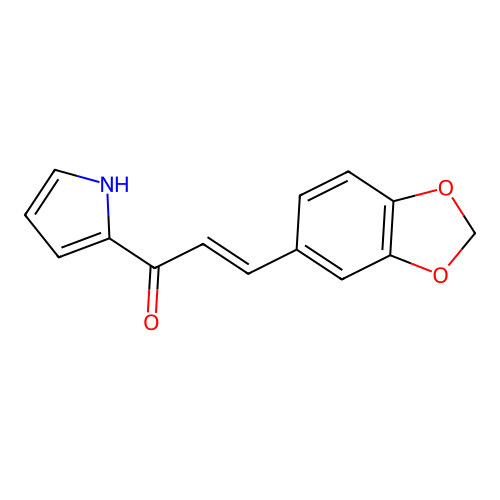(E)-3-(1,3-benzodioxol-5-yl)-1-(1H-pyrrol-2-yl)prop-2-en-1-one structure
