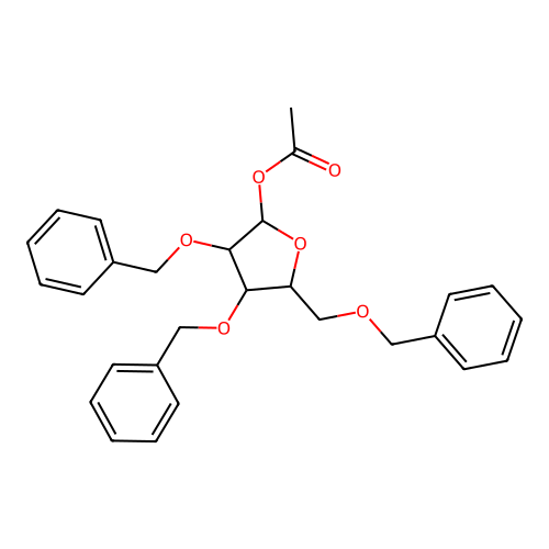 (3R,4R,5R)-3,4-Bis(benzyloxy)-5-((benzyloxy)methyl)tetrahydrofuran-2-yl acetate structure