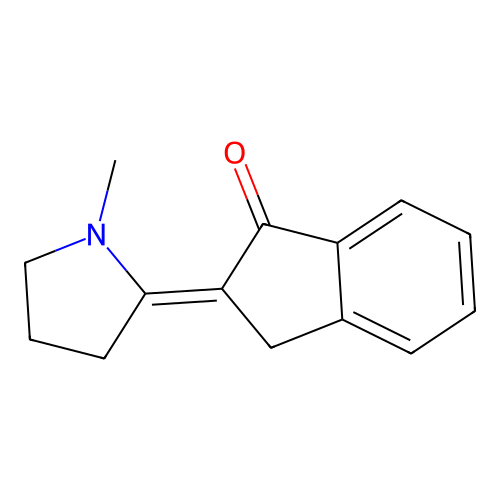 1H-Inden-1-one, 2,3-dihydro-2-(1-methyl-2-pyrrolidinylidene)-, (E)- structure