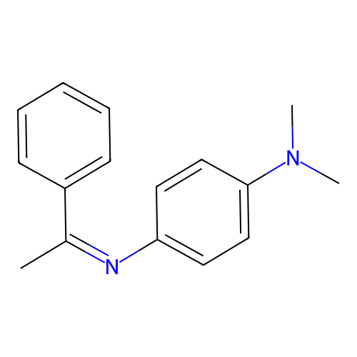 N,N-dimethyl-4-[(E)-1-phenylethylideneamino]aniline structure
