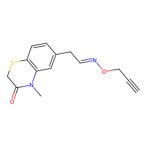 2H-1,4-Benzothiazin-3(4H)-one, 4-methyl-6-(1-((2-propynyloxy)imino)ethyl)- structure