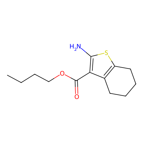 Butyl 2-amino-4,5,6,7-tetrahydro-1-benzothiophene-3-carboxylate structure