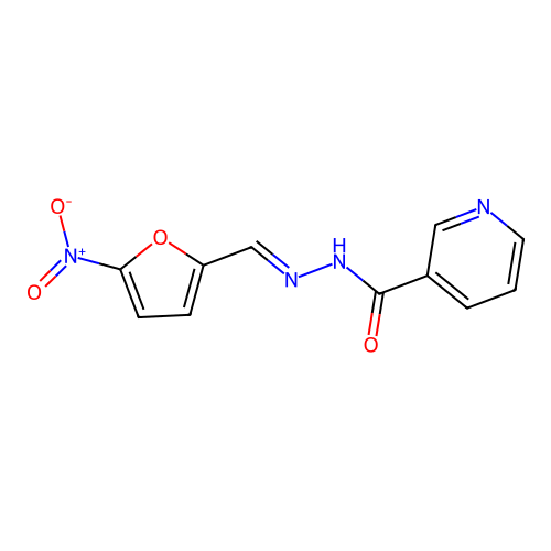 N-[(5-nitrofuran-2-yl)methylideneamino]pyridine-3-carboxamide structure
