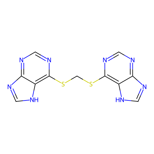 6-(7H-purin-6-ylsulfanylmethylsulfanyl)-7H-purine structure