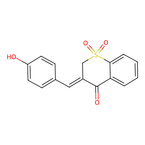 3-(4-hydroxybenzylidene)-2,3-dihydro-4H-thiochromen-4-one 1,1-dioxide structure