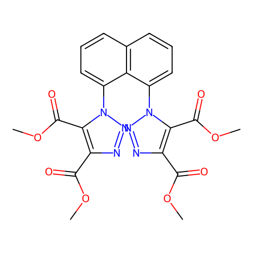 Tetramethyl 1,1'-(1,8-naphthylene)bis(1,2,3-triazole-4,5-dicarboxylate) structure