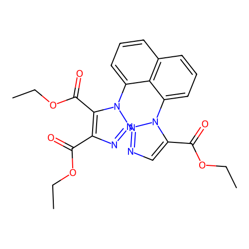 Diethyl 1-(8-(5-ethoxycarbonyl-1,2,3-triazol-1-yl)-1-naphthyl)-1,2,3-triazole-4,5-dicarboxylate structure