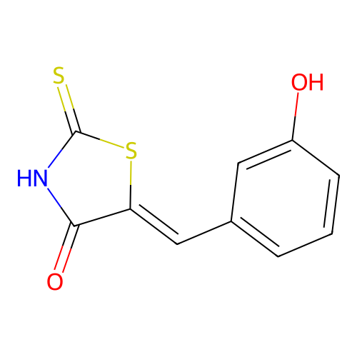 (5Z)-5-(3-hydroxybenzylidene)-2-thioxo-1,3-thiazolidin-4-one structure