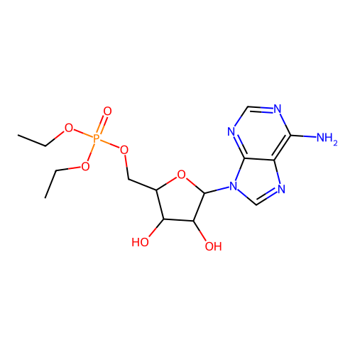 [5-(6-Aminopurin-9-yl)-3,4-dihydroxyoxolan-2-yl]methyl diethyl phosphate structure