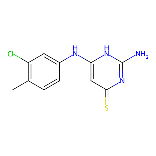2-amino-6-(3-chloro-4-methylanilino)-1H-pyrimidine-4-thione structure
