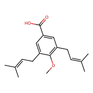 4-Methoxy-3,5-bis(3-methylbut-2-enyl)benzoic acid structure