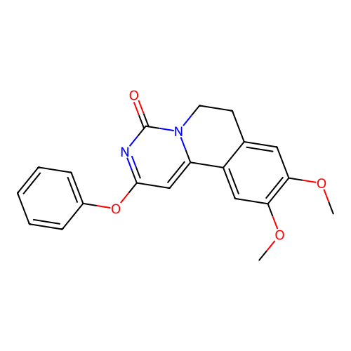 9,10-dimethoxy-2-phenoxy-6,7-dihydro-4H-pyrimido[6,1-a]isoquinolin-4-one structure