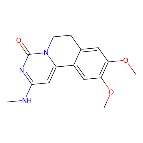 9,10-dimethoxy-2-(methylamino)-6,7-dihydro-4H-pyrimido[6,1-a]isoquinolin-4-one structure
