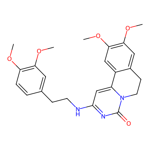 2-((3,4-dimethoxyphenethyl)amino)-9,10-dimethoxy-6,7-dihydro-4H-pyrimido[6,1-a]isoquinolin-4-one structure