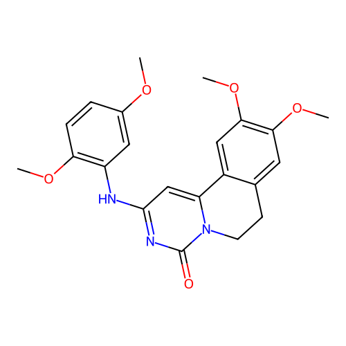 2-((2,5-dimethoxyphenyl)amino)-9,10-dimethoxy-6,7-dihydro-4H-pyrimido[6,1-a]isoquinolin-4-one structure
