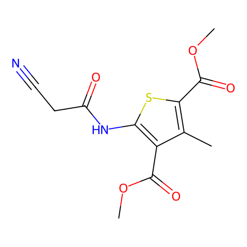 Dimethyl 5-[(cyanoacetyl)amino]-3-methylthiophene-2,4-dicarboxylate structure