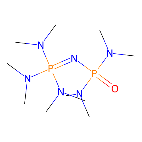 1,1,3,3,3-Pentakis(dimethylamino)-1lambda 5,3lambda 5-diphosphazene 1-oxide structure