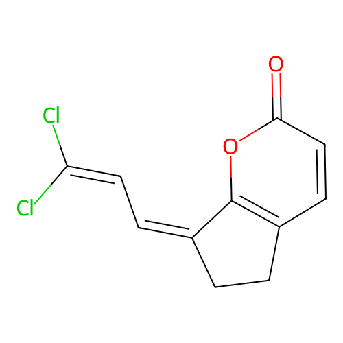 (Z)-7-(3,3-dichloroallylidene)-6,7-dihydrocyclopenta[b]pyran-2(5H)-one structure