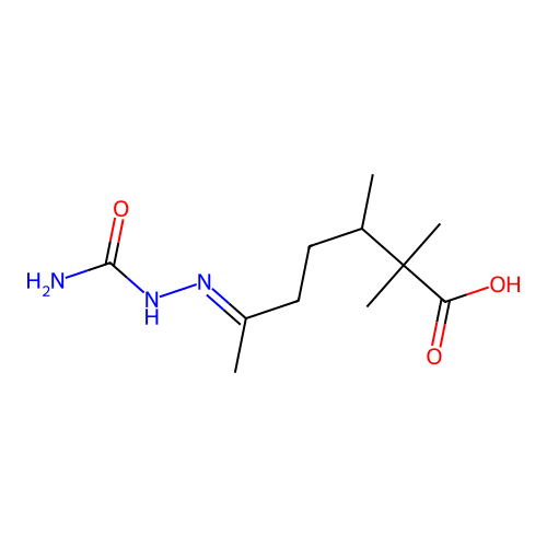 6-(Carbamoylhydrazinylidene)-2,2,3-trimethylheptanoic acid structure