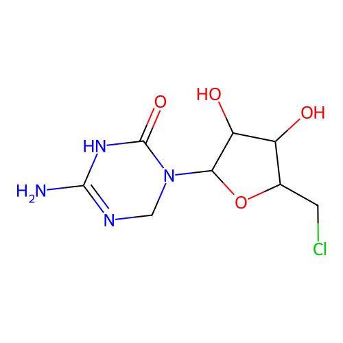 6-amino-3-[5-(chloromethyl)-3,4-dihydroxyoxolan-2-yl]-1,4-dihydro-1,3,5-triazin-2-one structure