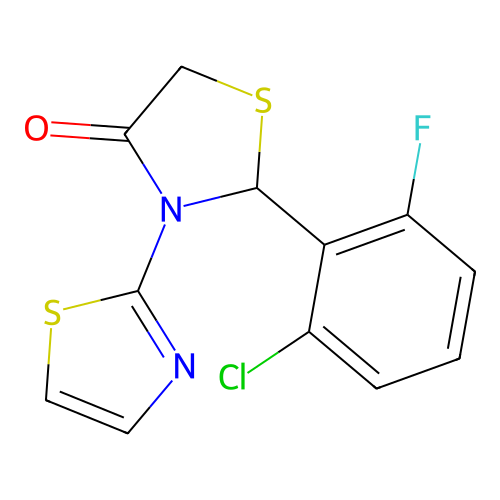 4-Thiazolidinone, 2-(2-chloro-6-fluorophenyl)-3-(2-thiazolyl)- structure