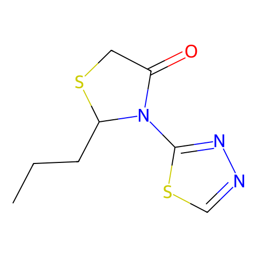 2-Propyl-3-(1,3,4-thiadiazol-2-yl)-1,3-thiazolidin-4-one structure