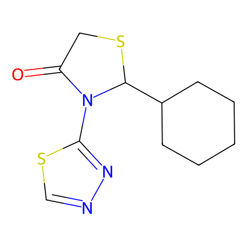 2-Cyclohexyl-3-(1,3,4-thiadiazol-2-yl)-1,3-thiazolidin-4-one structure