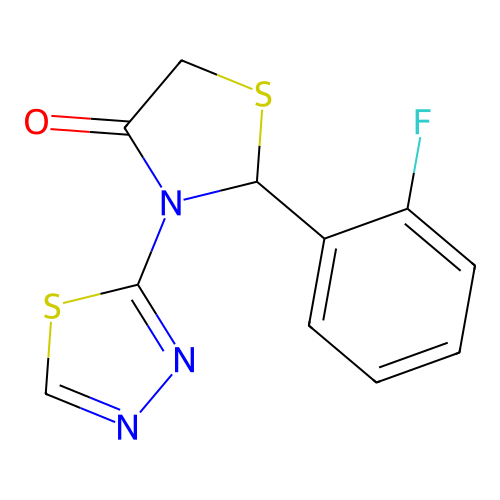 2-(2-Fluorophenyl)-3-(1,3,4-thiadiazol-2-yl)-1,3-thiazolidin-4-one structure