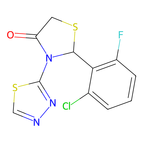 2-(2-Chloro-6-fluorophenyl)-3-(1,3,4-thiadiazol-2-yl)-1,3-thiazolidin-4-one structure