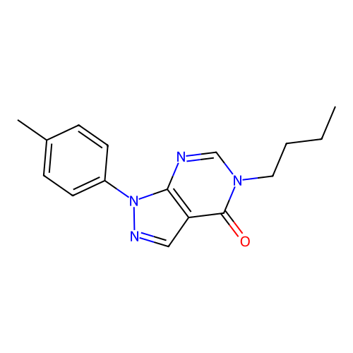 5-butyl-1-(p-tolyl)-1H-pyrazolo[3,4-d]pyrimidin-4(5H)-one structure