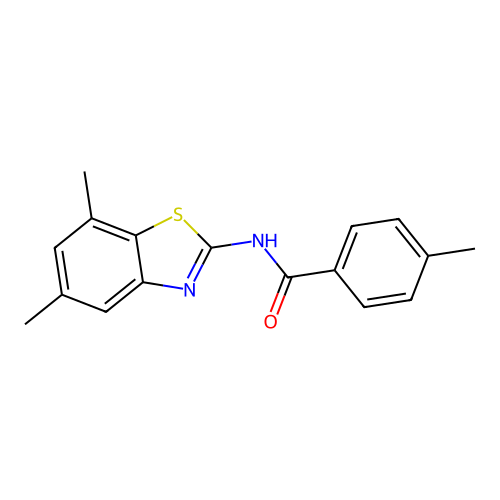 N-(5,7-dimethyl-1,3-benzothiazol-2-yl)-4-methylbenzamide structure