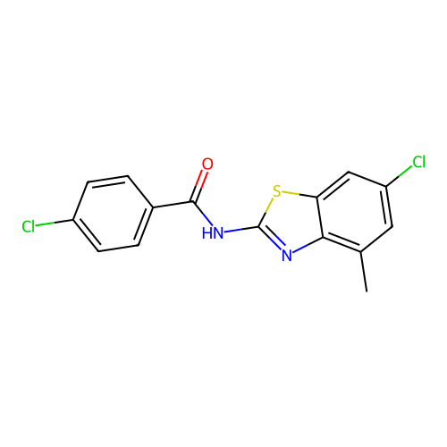 4-chloro-N-(6-chloro-4-methyl-1,3-benzothiazol-2-yl)benzamide structure