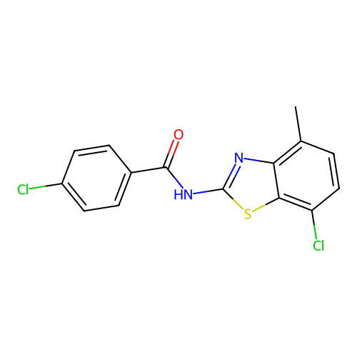 4-chloro-N-(7-chloro-4-methyl-1,3-benzothiazol-2-yl)benzamide structure