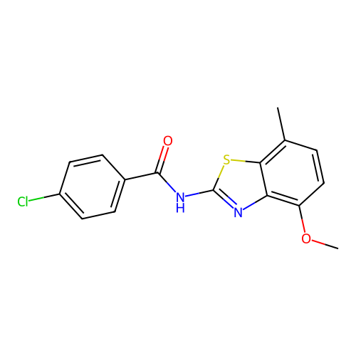 4-chloro-N-(4-methoxy-7-methyl-1,3-benzothiazol-2-yl)benzamide structure