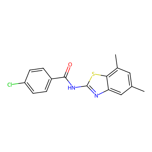 4-chloro-N-(5,7-dimethyl-1,3-benzothiazol-2-yl)benzamide structure