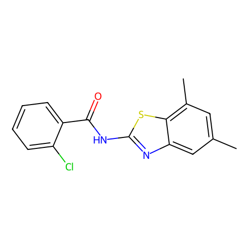 2-chloro-N-(5,7-dimethyl-1,3-benzothiazol-2-yl)benzamide structure