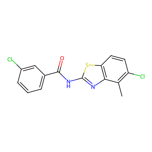 3-chloro-N-(5-chloro-4-methyl-1,3-benzothiazol-2-yl)benzamide structure