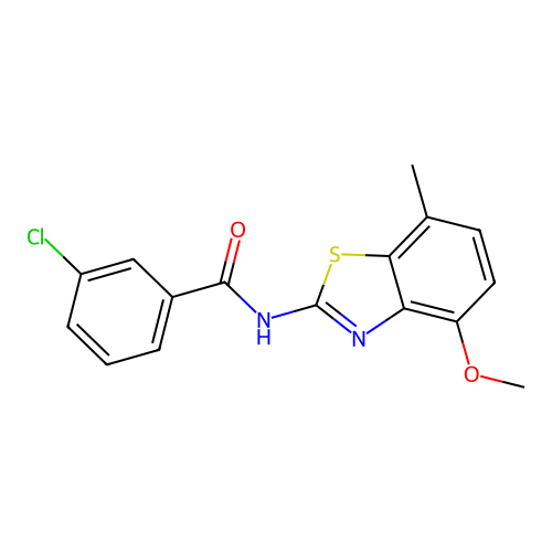 3-chloro-N-(4-methoxy-7-methyl-1,3-benzothiazol-2-yl)benzamide structure