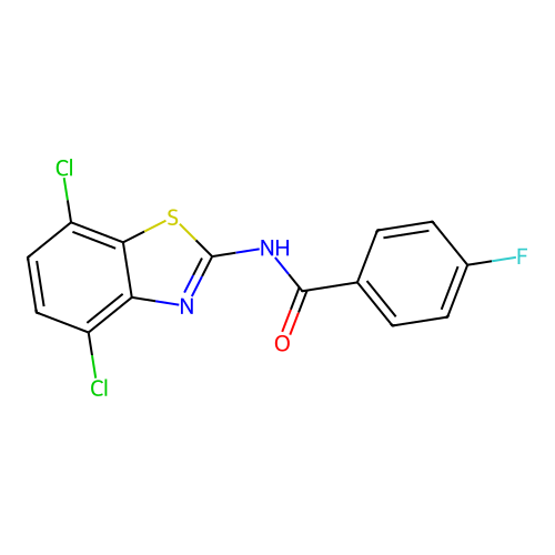 N-(4,7-dichloro-1,3-benzothiazol-2-yl)-4-fluorobenzamide structure