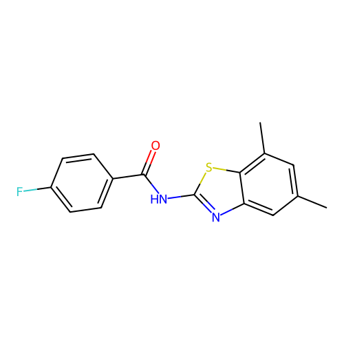 N-(5,7-dimethyl-1,3-benzothiazol-2-yl)-4-fluorobenzamide structure