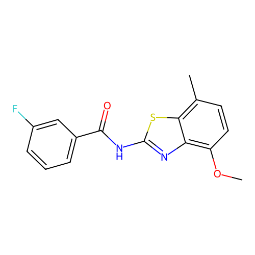 3-fluoro-N-(4-methoxy-7-methyl-1,3-benzothiazol-2-yl)benzamide structure