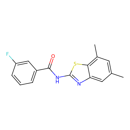 N-(5,7-dimethyl-1,3-benzothiazol-2-yl)-3-fluorobenzamide structure